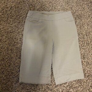 Slim-sation By Multiples Chino Shorts 4 Tan Beige Pull On Stretch Rayon Blend